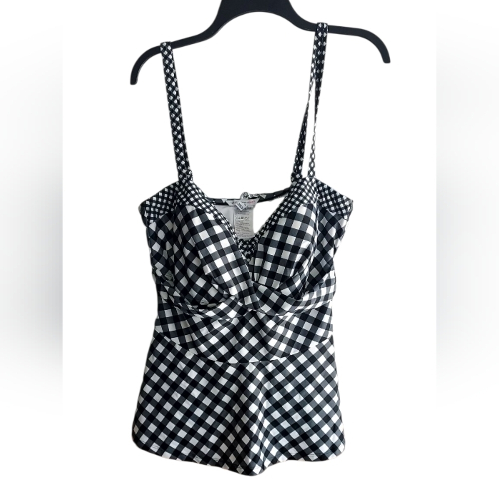 Isaacmizrahilive! Black And White Swim Tankini Top Only
